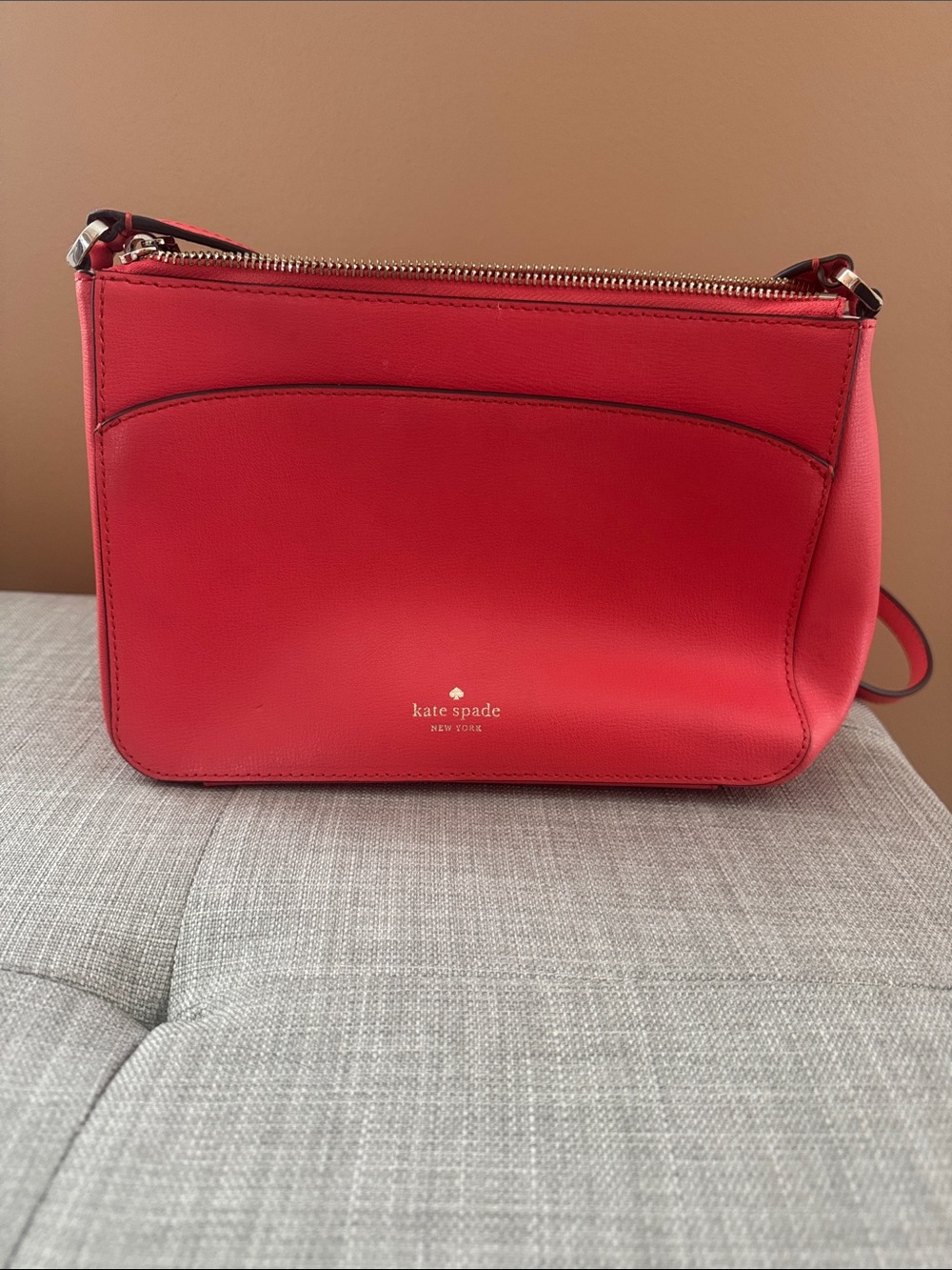 kate spade Red Leather Crossbody with Gold Logo